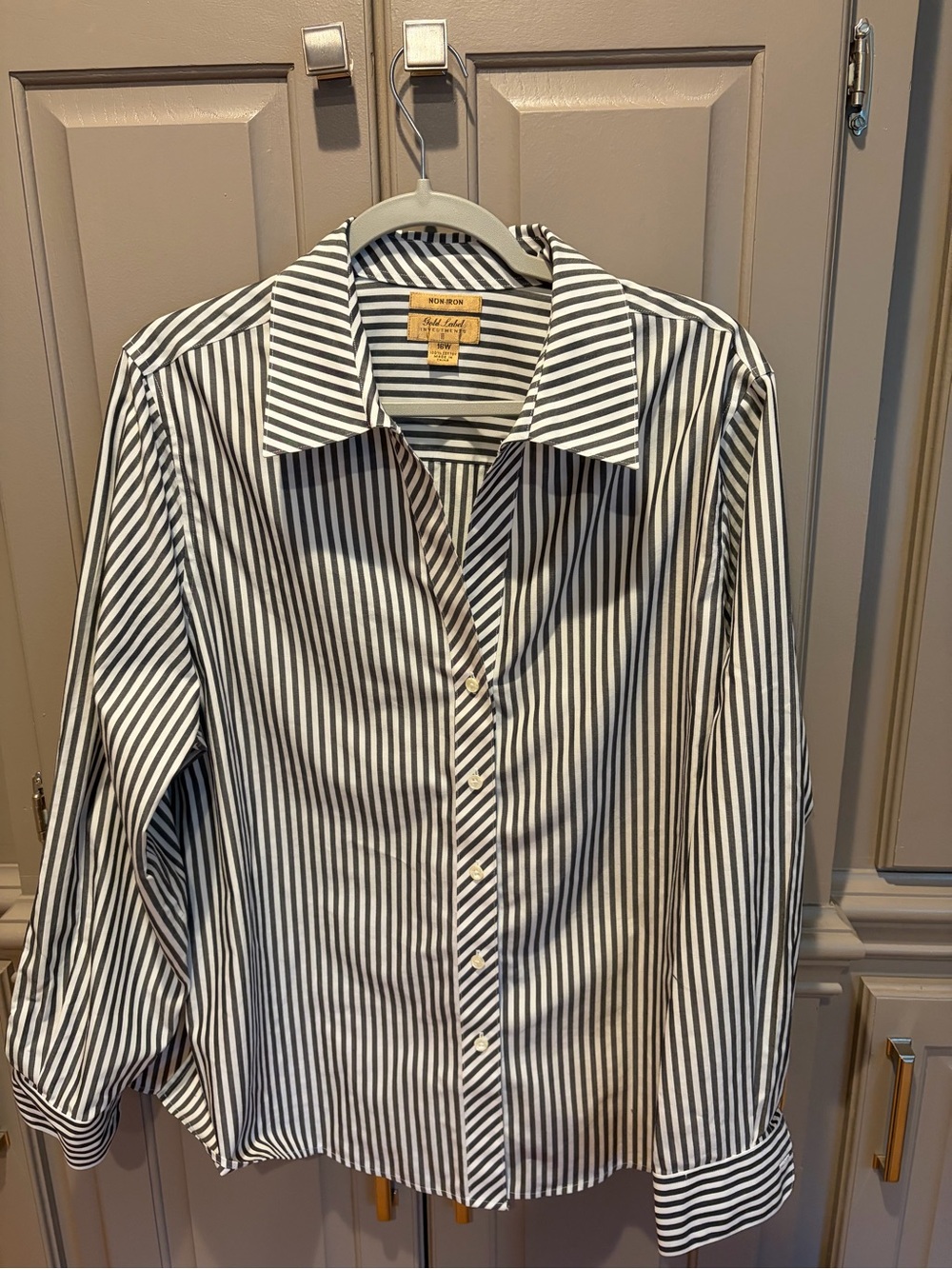 Gold Label Investments Non-Iron Women's Striped Button Up Shirt